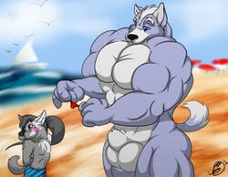 anthro blush canine duo juano male male_only mammal muscles nintendo pecs penis star_fox video_games wolf wolf_o'donnell