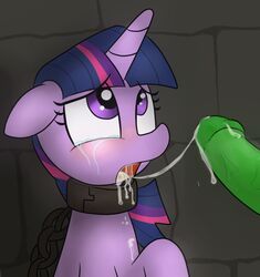 2015 blush bound chains collar crying cum cum_in_mouth cum_inside datte-before-dawn disembodied_penis duo equine female feral friendship_is_magic green_penis hair horn long_hair male mammal my_little_pony open_mouth penis purple_eyes solo_focus straight tears twilight_sparkle_(mlp) unicorn vein