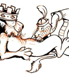 2boys anthro anthro_on_feral crown disney duo feline fellatio feral fur gay hat interspecies lion lying male male_only mammal mendes monochrome oral prince_john reptile robin_hood_(disney) rough_sketch scalie sex sir_hiss sketch snake whiskers yaoi zoophilia