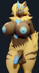 aurora_(nbanoob) big_breasts big_penis breasts cleavage furry futanari huge_breasts huge_cock nipples penis pokemon pokemon_(species) skyvix3d tagme thick_thighs wide_hips zeraora