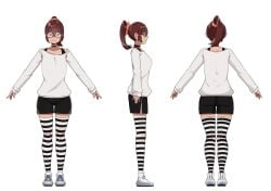 big_ass big_breasts big_butt big_thighs big_titties brown_hair brown_skin commission curvaceous curvaceous_female curvaceous_figure curvy curvy_figure female female_focus female_only glasses mocchi_(darkcuby001) nerd nerdy_female original original_character ponytail reference_sheet short_hair thigh_highs wozzu1
