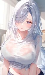 1girls breasts female shirt translucent wet