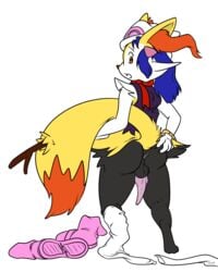 1boy anus ass braixen canine clothing dawn_(pokemon) erection femboy ftm_transformation genderswap_(ftm) halcy0n knot male malfunction mammal nintendo penis pokémon_(species) pokemon pokemon_(species) presenting rule_63 transformation video_games wardrobe_malfunction