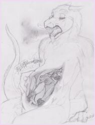 age_difference anthro anthro_pred anthro_prey belly big_belly border breath canid canine canis diablito_(artist) domestic_dog dragon duo female female_prey fox genitals german_shepherd half-closed_eyes herding_dog hi_res hybrid infinite internal larger_male larger_pred male male_pred mammal mature_female mythological_creature mythological_scalie mythology narrowed_eyes older_female older_prey onomatopoeia panting pastoral_dog pink_border sasha_vo'rel scalie size_difference smaller_female sound_effects text tongue tongue_out vore vulva wet wolf wolfywetfurr younger_male younger_pred