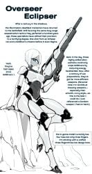 1girls 3_fingers 3_toes alien alien_girl armor blue_eyes boobplate breastplate cape cyclops english_text female grey-skinned_female grey_skin helldivers helldivers_2 huge_weapon illuminate_(helldivers) long_legs looking_at_viewer medium_breasts notes one-eyed overseer_(helldivers) rubble science_fiction short_hair sitting smile sniper_rifle solo text virgin_and_neet weapon white_hair