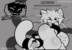 anal anal_sex annoyed anthro balls bell bell_collar blush bodily_fluids breath collar collar_only consentacles cum deep_penetration dialogue domestic_cat dripping duo ear_piercing english_text felid feline felis genital_fluids genitals glue_(purrmaxxing) heart_symbol hi_res kneeling male male/male male_penetrated mammal meow moan monochrome nude nude_male panting penetration penis piercing plap precum precum_drip purrmaxxing restrained restrained_arms restrained_by_tentacles sex stomach_bulge sweat sweatdrop tentacle tentacle_around_tail tentacle_in_ass tentacle_penetration tentacles_around_arms tentacles_around_penis tentacles_everywhere tentacles_on_male tentacles_penetrating_male text void_creature whiskers zero_(purrmaxxing)