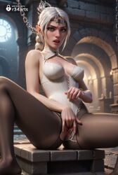 1girls ai_generated artist_name baldur's_gate baldur's_gate_3 bare_shoulders black_pantyhose blurry blurry_background braid breasts brown_pantyhose chains circlet cleavage clothing_aside corset depth_of_field dungeons_and_dragons elf female female_masturbation fingering fingernails green_eyes grey_hair hi_res indoors jewelry larian_studios leotard leotard_aside lips long_hair looking_at_viewer makeup masturbation medium_breasts nail_polish nose open_mouth pantyhose parted_lips patreon_username pointy_ears pussy r34arts scar shadowheart signature sitting solo spread_legs stone_floor stone_wall teeth torn_clothes uncensored white_hair white_leotard