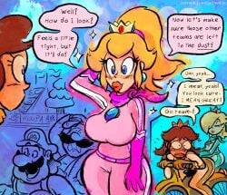 2girls big_breasts blush female garbunkles luigi mario mario_(series) motorcycle nintendo princess_daisy princess_peach princess_rosalina super_mario_bros. yuri