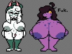1girls 2026 2d 2d_(artwork) accurate_art_style aged_up anthro antlers balls big_breasts big_nipples black_hair blonde_hair bovid breasts cap caprine clothed clothing darkner deltarune digital_media_(artwork) dinosaur fat fat_ass female glasses goat green_topwear hair huge_breasts hyper hyper_breasts long_hair mammal micropenis moronicpixels naked naked_female nipples nude nude_female partially_clothed penis pixel_art pixelated ralsei ralsei_(female) ralsei_with_white_fur reptile scalie semi_nude smile sprite sprite_sheet susie_(deltarune) thick_thighs thighs trans_woman trans_woman_(lore) white_body white_fur wide_hips women xenias98