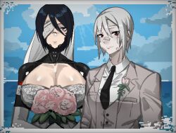 2025 2d 2d_(artwork) 2girls accurate_art_style alternate_breast_size alternate_breast_size_(larger) android android_girl ariane_yeong big_breasts breasts cyborg cyborg_girl elster_(signalis) emp_lines holy_reich huge_breasts large_breasts photo pixel_art robot robot_girl signalis slavsegger video_game_character video_games wedding_dress wedding_veil