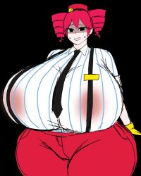 1female 1girls 2d 2d_(artwork) areolae areolae_visible_through_clothing big_breasts big_thighs black_background blouse breasts breasts_bigger_than_head curvaceous curvy curvy_female curvy_figure enormous_breasts enormous_thighs female female_only gigantic_breasts gigantic_thighs gloves hat high-waist_pants high_waisted_pants hips_wider_than_shoulders hourglass_figure huge_areolae huge_breasts huge_thighs hyper hyper_breasts hyper_thighs kasane_teto kasane_teto_(sv) large_areolae large_breasts large_thighs massive_areolae massive_breasts massive_hips massive_thighs mesmerizer_(vocaloid) mesmerizer_teto momiji_(artist) necktie nervous nervous_smile nipples nipples_visible_through_clothing red_eyes red_hair see-through see-through_clothing see-through_shirt shirt simple_background smile solo solo_female striped_shirt suspenders sweat sweating synthesizer_v thick_thighs thighs tight_clothing tight_pants tight_shirt twin_drills utau venus_body voluptuous voluptuous_female wide_hips