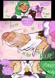 1futa 1girls about_to_burst about_to_cum about_to_pound_the_fuck_outta_em breasts clothed clothed_sex clothing cum_drip dark-skinned_female dark_skin dialogue dominant_female dragon_girl drooling edging erection fangs female femdom forced_yuri foreskin futa_on_female futanari futasub girlcock gock gooning handjob hands_behind_back harujio_(pokemon) heavy_breathing hiddenfuchsia human imminent_sex jacinthe_(pokemon) lebanne_(pokemon) lesbian light-skinned_futa light_skin maid maid_headdress maid_uniform mostly_clothed orgasm_denial pale-skinned_female penis pokemon pokemon_legends:_z-a standing teasing text trans_woman transfem uncircumcised veiny_penis yukari_(pokemon) yuri