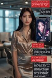 ai_generated asian_female blackmail blowjob blowjob_face business_attire business_dress business_man business_suit business_woman caught_in_the_act caught_off_guard caught_on_camera coerced coerced_oral coerced_submission coercion college_clothing college_girl college_student degradation dialogue dialogue_box dialogue_bubble eyeshadow female_focus female_only forced_submission harassment imminent_fellatio interracial interracial_sex japanese_female lip_gloss moments_before_disaster office_background office_clothing office_lady office_lady_outfit office_worker older_female older_female_and_younger_male original_character party party_dress party_sex past_and_present past_experience past_meets_present past_self phone phone_camera phone_screen phone_view ruined_reputation silk_clothing story talking_to_another talking_to_offscreen text text_box threatened threatening threatening_words