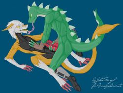 bisexual female frottage heat johnsergal johnsergal_(character) kissing lizard male masturbation penis reptile scalie sex sutherland_the_liizard_(character) tongue two yaoi