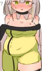 arknights b45ui big_breasts blushing_at_viewer bulging_belly comic fat ill-fitting_clothing kal'tsit_(arknights) nimo nimo22 thick_thighs weight_gain wip