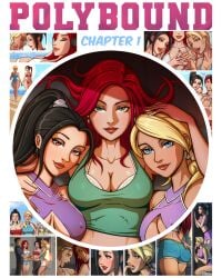 black_hair blonde_hair blue_eyes brunette_hair comic comic_page eve fff_threesome fffm_foursome foursome green_eyes luna multiple_girls patreon polyamory polybound rachel red_eyes red_hair romantic sex story threesome vixybomb