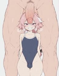ai_generated astolfo_(fate) femboy large_penis meupfem naughty_face otoko_no_ko penis_awe sissy tagme yaoi