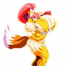 breasts buff cat_ears cat_tail catgirl disgaea huge_breasts large_breasts miche-san muscular muscular_female nekomata_(disgaea) nipple_bulge nippon_ichi_software thick_thighs thighs