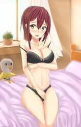 blush breast female female_only free! matsuoka_gou red_eyes red_hair solo thigh_gap