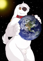 anthro ball canine collar colo cute earth family_guy fur furry interplanetary_macro jasper_(family_guy) macro male male_only mammal nude paws piercing seth-iova solo space sun