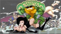 2015 amphibian animated anthro areola balls battletoads big_breasts bovine breasts cattle dark_queen defeated erect_nipples erection eternity_(artist) female forced from_behind general_slaughter huge_breasts human male mammal nipples penetration penis pimple_(battletoads) rape rash_(battletoads) rat rodent sex