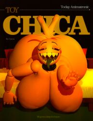 2024 3d_(artwork) absurd_res animatronic anthro areola avian bed big_breasts bird blush breasts chica_(fnaf) chicken cyanu cyanu_chica digital_media_(artwork) extended_arm feet female five_nights_at_freddy's five_nights_at_freddy's_2 furniture galliform gallus_(genus) garry's_mod half-closed_eyes hi_res huge_breasts humanoid legs_up machine nabito_dan narrowed_eyes nude open_mouth phasianid raised_foot robot robot_humanoid scottgames sharp_teeth smile solo teeth tongue toy_chica_(fnaf) yellow_body