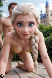 ai_generated blonde_hair blue_eyes curvaceous_body cute_face detailed disney disney_princess elsa_(frozen) eugenericai female fit_female frozen_(film) hips image light-skinned_female looking_down mostly_nude naked partially_clothed patreon pussy seductive_look sensitive shoulders