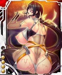 1girls ass back big_ass blush breasts brown_hair butt_crack curvy erect_nipples female huge_breasts lilith-soft long_hair looking_back ninja red_eyes solo squatting sweat taimanin_asagi taimanin_asagi_battle_arena taimanin_asagi_battle_arena_all_card_gallery thick_thighs uehara_rin underboob very_long_hair wide_hips