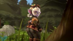 1girls animated ass ass_focus big_ass big_butt bubble_butt clothing constipation dialogue exertion fart fart_fetish female female_only funny league_of_legends league_of_legends:_wild_rift moobsloobs shortstack sound tagme tight_clothing tristana video yordle