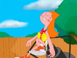 animated blush candace_flynn cum disney female female_only human loulouvz lowres machine phineas_and_ferb red_hair shoes socks solo