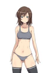 brown_hair female female_only green_eyes painpa panties senkou_no_lumina_zenpen:_sennyuu!_saint_alucard_jogakuen small_breast solo thighhighs