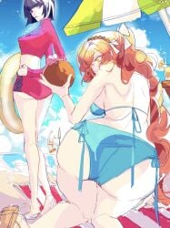 beach female ishmael_(limbus_company) limbus_company project_moon ryoshu_(limbus_company) swimsuit tagme