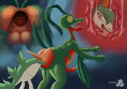 absurd_res anal anal_vore anthro anus balls bodily_fluids cum erection female gaping gaping_anus generation_3_pokemon generation_5_pokemon genital_fluids genitals grovy_(zyasixpear) grovyle hi_res internal internal_view male male/female nintendo nude oral penis pleased_expression pokemon pokemon_(species) rimming servine sex shocked stretched_anus tongue vore x-ray zyasixpear_(artist)