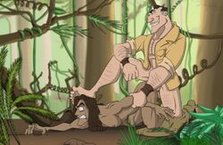 2boys anal anal_sex armband ass bad_end barefoot censored clayton color crying disney domination duo feet gay half_dressed jungle male male_only multiple_boys rape sex tarzan_(1999_film) tarzan_(character) tears yaoi