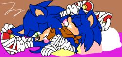 anthro blue_arms blue_fur clone cum doppelganger fur green_eyes hedgehog mammal penis selfcest sonic_(series) sonic_boom sonic_the_hedgehog testicles yaoi