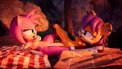 16:9 3d_(artwork) amy_rose anthro archie_comics breasts clothing digital_media_(artwork) dildo dildo_penetration duo ear_piercing eulipotyphlan female female/female ganondork genitals gloves green_eyes hair handwear hedgehog herpestid hi_res mammal mina_mongoose mongoose nipples nude open_mouth piercing pink_body purple_hair pussy sega sex sex_toy smile sonic_(series) sonic_the_hedgehog_(archie) sonic_the_hedgehog_(comics) sonic_the_hedgehog_(series) widescreen yellow_body