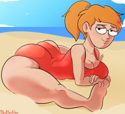 1girls ass big_ass bubble_butt davidsanchan fat_ass female female_only glasses huge_ass large_ass looking_at_viewer one-piece_swimsuit orange_hair png smiling_friends solo splits swimsuit thick_ass thick_thighs wide_hips zoey_(smiling_friends)