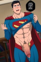 bara black_hair clark_kent clark_kent_(my_adventures_with_superman) ef_drawings male_focus male_only my_adventures_with_superman penis precum superman