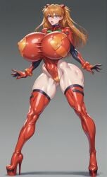 1girls ai_generated asuka_langley_sohryu bimbo covered_nipples gigantic_breasts high_heels highleg huge_breasts leotard long_hair neon_genesis_evangelion neopn_genesis_evangelion orange_hair platform_heels puckered_lips slim_waist thick_thighs thighhighs wide_hips