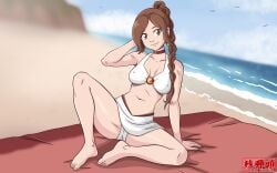 1girls avatar_the_last_airbender beach brown_hair female female_only human nuclear_warhead pale_skin solo swimsuit ty_lee