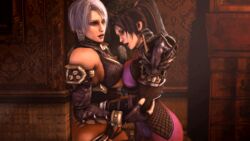 2girls 3d animated female female_only human isabella_valentine multiple_females noname55 paizuri soul_calibur symmetrical_docking taki