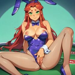 ai_generated breasts bunny_ears bunny_girl bunnysuit cartoon_network female koriand'r masturbating masturbation pussy royal_slut solo starfire tagme tamaranean teen_titans userisbad