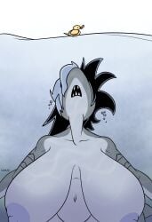 anthro anthro_only big_breasts breasts char_(nonarycubed) cleavage female fish huge_breasts jaws_(film) nipples shark tagme tlumpling