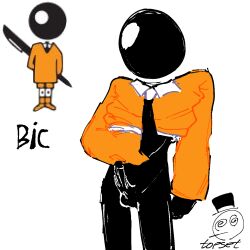 bic bic_boy black_skin erection lifted_shirt male non-human skinny the_bic_boy toony