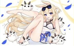 blonde_hair blue_eyes bunny_ears bunny_girl female virtual_youtuber vyugen yenko