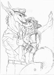 2boys black_and_white blackgate_(game) canine dark_natasha duo estoc fox french_kiss kissing male/male open_mouth rotis side_view sketch tongue tongue_out