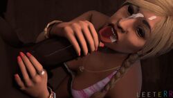 1boy 1girls 3d animated blonde_hair braids color cum cum_in_mouth cum_on_tongue dark-skinned_male dark_skin ejaculation facial female gif grand_theft_auto grand_theft_auto_v hair handjob interracial leeterr male open_mouth penis source_filmmaker teeth tongue tongue_out tracey_de_santa