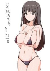 1girls aegis_(nerocc) bikini girls_und_panzer large_breasts long_hair micro_bikini milf nishizumi_shiho