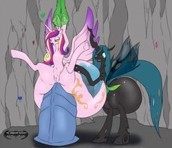 2015 alicorn anal anal_sex ass big_ass captured changeling color da_goddamn_batguy equine fangs female feral forced friendship_is_magic horn huge_ass hyper hyper_ass hyper_dildo mammal my_little_pony penetration princess_cadance_(mlp) pussy queen_chrysalis_(mlp) wings