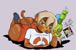 1girls admiral_brickell anthro ass big_ass bloons_td_6 bloons_tower_defense blowing_whistle female furry furry_female leekcheek lifeguard monkey monkey_girl on_stomach ponytail shortstack solo tail water_gun whistle